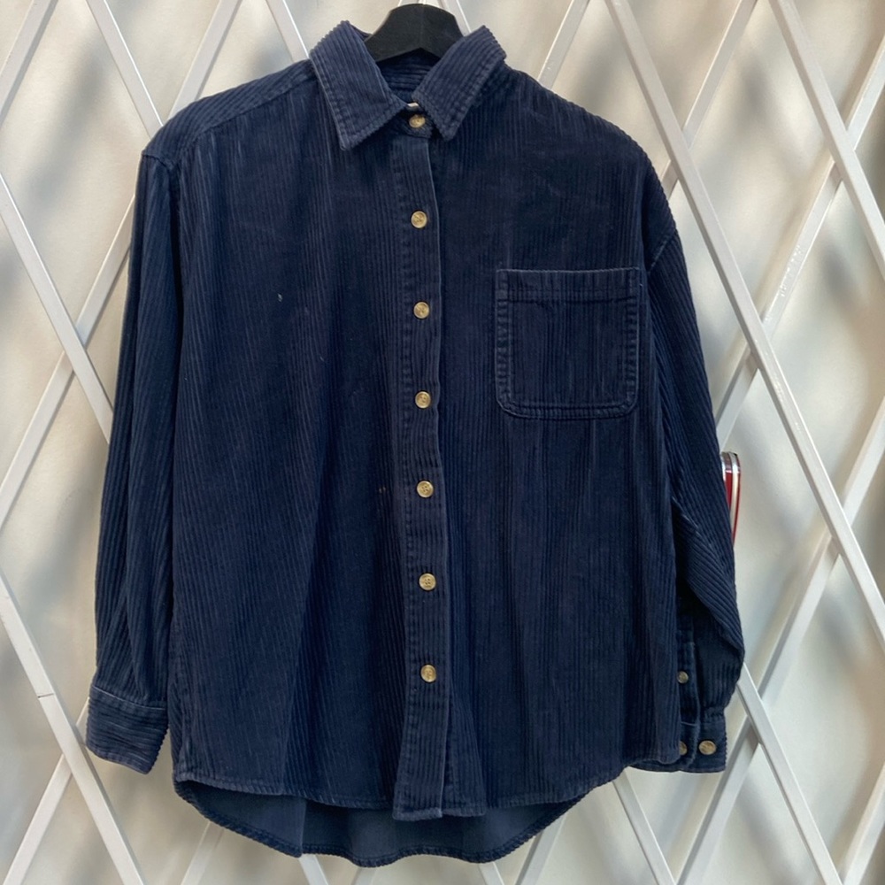 Blue Cordoruy Button Up - M